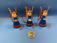 ERZGEBIRGE Angel Wooden Christmas Ornaments Germany Vintage Set of 3 picture