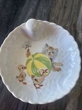 Adorable Vintage Limoges France Baby Food Warming Dish Ducks and Kitten w/ Ball picture