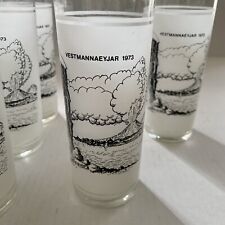 ICELAND VOLCANO VESTMANNAEYJAR 1973 MCM VINTAGE GLASSES SET OF SIX 6 Very RARE picture
