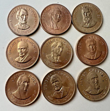 Vintage US Presidential Brass Bronze Token Coins Medals (Set of 9) picture
