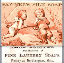Pagan Pan Pipe © 1881 Satyr Sawyer Silk Soap Northampton MA Victorian Trade Card picture