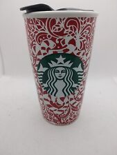 Starbucks Mug Holiday 2016 Red Candy Cane Siren Logo 12 oz Travel Tumbler w/Lid picture