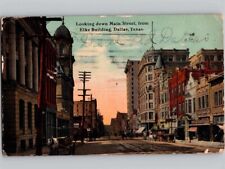 c1912 Looking Down Main Street From Elks Building Dallas Texas TX Postcard picture