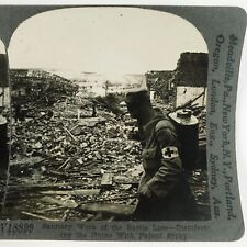 Soldier Spraying Battle Ruins Stereoview c1918 Keystone WW1 First Aid Card H1385 picture