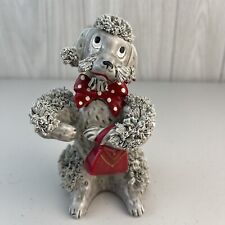 Vintage Japan MCM 50s Anthropomorphic Gray Spaghetti Poodle Red Purse & Bow 5.5