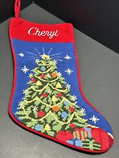 Needlepoint Christmas Tree Stocking For Personalized Cheryl 20”x7.5” picture
