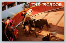 The Picador Bullfight In Old Mexico 'Pic-ing' VINTAGE Postcard picture