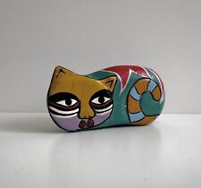 UNIQUE Vintage Hand Carved Wood Oaxacan Mexican FOLK ART Cat Weirdo picture
