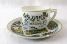 Vintage Thrifco Colorful Colorado Souvenir Cup Saucer Made in Japan picture