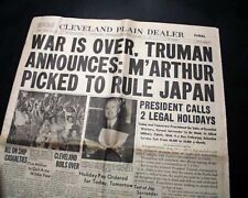 Great JAPAN SURRENDERS V-J Day World War II WWII Over Peace 1945 old Newspaper picture