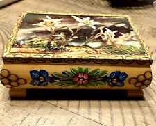 Ruege Antique Wooden Music Box Hand painted Austria Swiss Movement SOUNDS GREAT picture