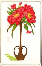 Deco Style Greeting Card Pink Peony Gold Foil Vase Embossed Unused  (A525) picture