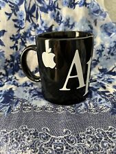 Apple Computer Cup Logo Black and White Wrap-Around Lettering Ceramic 1990's picture