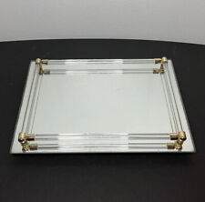 Vtg Mon Image Mirrored Vanity Tray w Gold Tone Finish Trim 8”x11” Hong Kong 1988 picture
