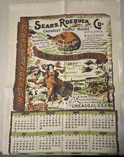 VTG 1897 Linen Wall Calendar Sears, Roebuck & Co. Kitchen Tea Towel picture