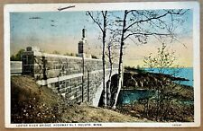 LESTER RIVER BRIDGE, HIGHWAY No.1, DULUTH Minnesota 1929. Vintage Postcard picture