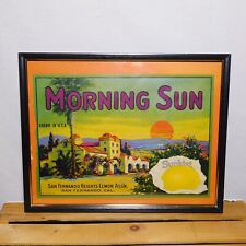 Vtg Framed Original MORNING SUN Sunkist Grown in USA Orange Crate Label 14X11 picture