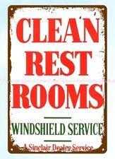 outdoor art stores Sinclair Clean Rest Rooms Windshield Service metal tin sign picture