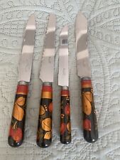 Set Of Four Vintage Russian Khokhloma Hand Painted Handle Design Knives picture