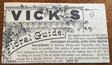 Rare Antique 1884 Newspaper Ad for VICK'S Illustrated FLORAL GUIDE picture
