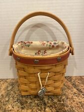 2002 Longaberger Love Notes Basket, Liner, Protector & Hang Tag - Sweetheart EUC picture