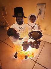 Cracker Barrel~Fall Harvest~Thanksgiving Pilgrim Couple~Light Up~Pre-owned picture