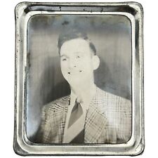 Vintage Photomatic Photo Booth Tin Frame Handsome Smiling Man w/ Pompadour picture
