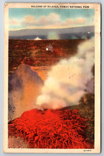 c1940s Linen Volcano Kilauea Hawaii Park Lava Vintage Postcard picture
