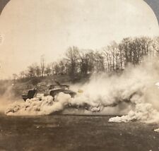 WWI British Armored Tank Going Through Smoke Screen Keystone 19149 SB7 picture