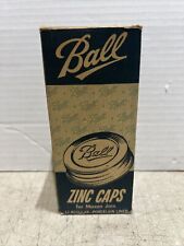 VINTAGE 10PC BALL MASON JAR ZINC LIDS PORCELAIN LINED CAPS REG MOUTH With Box picture