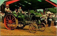 Vtg Postcard Dexter Press Amish Man on Waterloo Boy Kerosene Tractor Kinzers PA picture