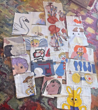 17 vintage cut sew fabric panels lot Holly Hobbie teddy bear clowns Christmas ++ picture