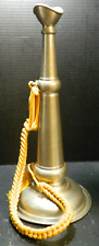 Antique Fireman's Pewter Parade / Presentation Speaking Horn w/ Gold Braid VG picture