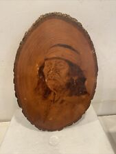 Vintage Native American Indian Chief Hand Carved Wooden Plaque See Photos picture