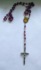 Vintage Red Beaded Silver Tone Rosary. picture