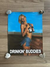 Vintage Budweiser Beer Poster Drinking Buddies Anheuser Busch Nude Model Girl picture