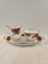 Vtg Royal Albert Old Country Roses Cream and Open Sugar w/ Matching Underplate picture