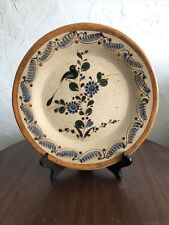 Mexican pottery BERNABE Tonala Vintage Bird & Flowers Plate  11.25” picture