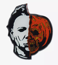 Halloween II Michael Myers Pumpkin Split Glow In The Dark Enamel Pin Rock Rebel picture
