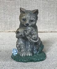 Vintage Resin Sitting Mama Cat Holding Baby Kitten In Mouth Figurine picture