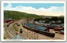 Keene NH~Boston & Maine Railroad Yards~Train Cars~Shop Buildings~c1920s PC picture