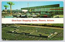 c1960s~Phoenix Arizona AZ~Chris Town Mall~ Shopping Center~Cars~VTG Postcard picture