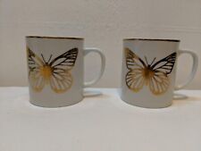 PAIR OF NEIMAN MARCUS GOLD BUTTERFLY MUGS/CUPS picture
