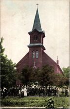 Vintage Postcard Catholic Church Hampton MN Minnesota Congregation 1913    D-287 picture