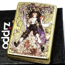 Zippo Yoshitaka Amano Antique Gold Lighter Double Sided Engraved Pattern picture