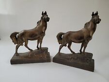 Antique Paul Herzel Bronze Horse Stallion Statue Bookends picture