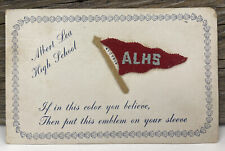 VTG 1914 Albert Lea High School MN Postcard Useable Silk Embroidered Pennant picture