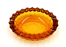 Vintage Amber Colored Glass Ribbed/Embossed Ashtray picture
