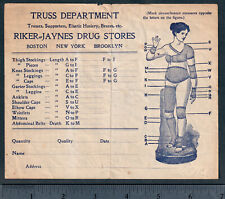 Riker-Jaynes Drug Stores Antique Surgical Garter Elastic Truss NY MA Trade Card picture