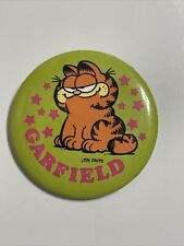 Garfield Green Orange Cat 1978 Jim Davis Vintage Metal Pinback Pin Button picture